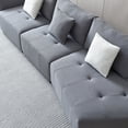 thumbnail image 3 of Williamspace 120" Modern Curved Sofa Modular Sectional Sofa Cloud Couch Comfy Button Tufted Seat Cushion Sofa for Living room, Apartment, Office, Grey, 3 of 6