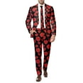 thumbnail image 6 of ZHOUCHANKIDS Mens Valentine's Day Two Piece Suit Set Featuring A Full Rose Print Design On Jacket And Pants Red XL, 6 of 6