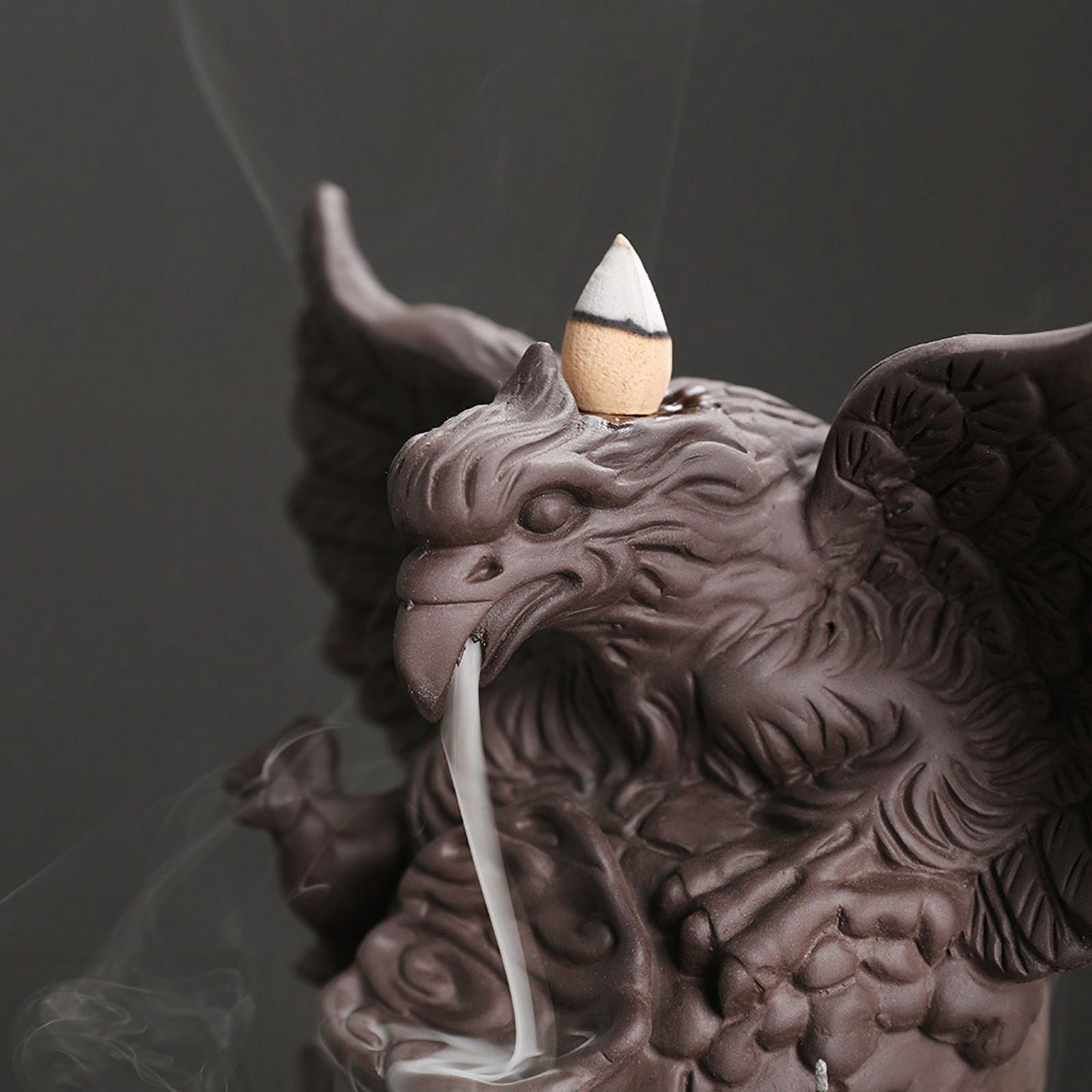 Purple Sand Creative Eagle Backflow Incense Burner Smoke Waterfall Incense Holder Office Teahouse Room Decoration Crafts