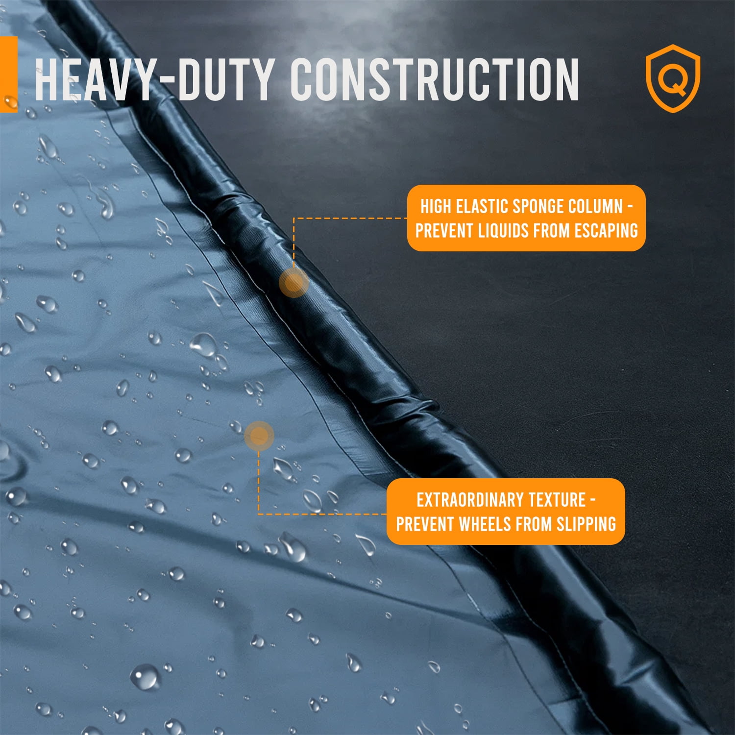 VUSIGN Garage Containment Mat, (7'9" x 16') , Non-Slip Garage Floor Mat with Stay Put Corner and Squeegee, Heavy Duty Waterproof Protection from Snow, Rain and Mud for Cars, SUVs and Trucks