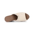 thumbnail image 4 of BLISSFUL STEP Women's Open Toe Platform Block Heel Slide Sandals Beige 10, 4 of 6