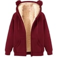 thumbnail image 3 of Plain Basic Fleece Lined Zip Up Hoodies for Women Winter Long Sleeve Thick Hooded Sweatshirt with Pockets Jacket Coat, 3 of 8