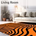 thumbnail image 2 of ODIKA 6'x9' Machine Washable Non-Slip Area Rug, Vibrant Jungle Cat Motif with Energetic Stripes High Traffic Rug with Pad, Orange, 724137, 2 of 8