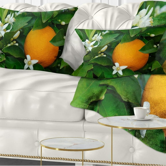 Designart Orange Blossom - Portrait Throw Pillow - 12x20