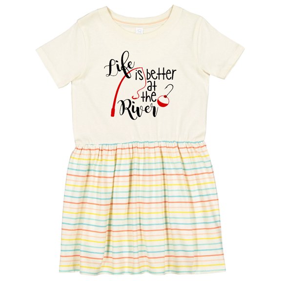 Inktastic Life is Better at the River Fishing Pole with Bobber Girls Toddler Dress