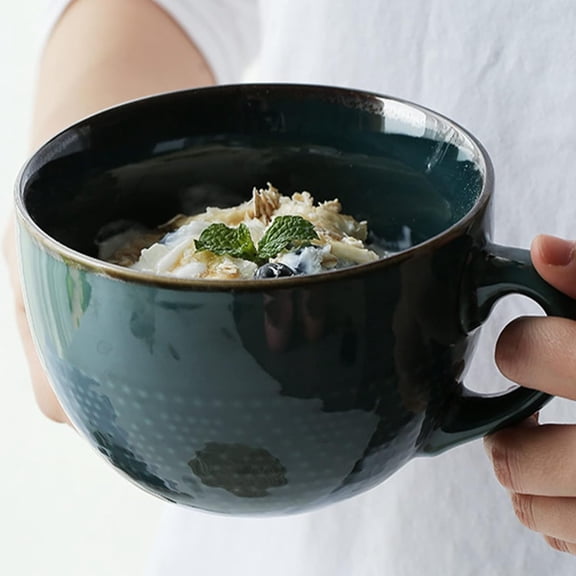 Large Coffee Cup Ceramic Soup Mug with Handles 24 Ounce Oversized Mugs Bowl Porcelain 700 ML Coffee Tea Cup XXL Cereal Bowls Soups Ramen Salad Bowl Coffee Cappuccino Cups Large Soup Bowl
