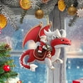 thumbnail image 1 of Fiudx Decoración del hogar Decoración del festival de Papá Noel y dragón blanco, colgante plano de acrílico 2D para decoración del hogar, 1 of 6