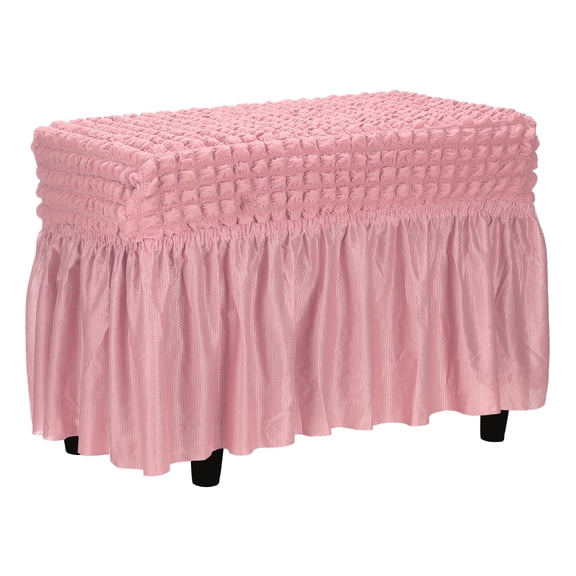 Bubble Lattice Ottoman Cover with Skirt Fit Length 60-100cm/24"-39" Pink
