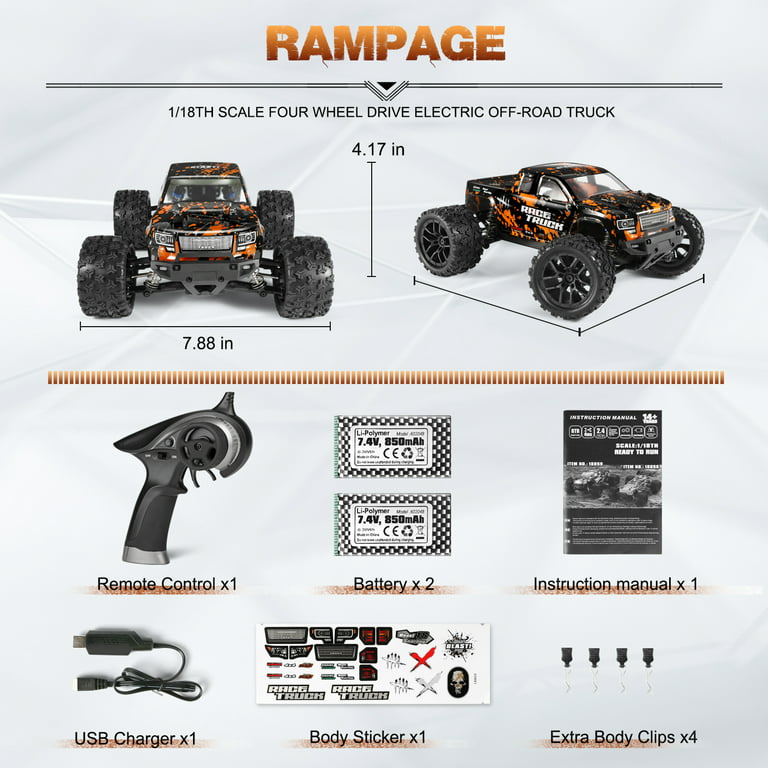 HAIBOXING 1:18 Scale RC Monster Truck 18859e 36km/h Speed 4x4 Off Road Remote Control Truck,Waterproof Electric Powered RC Cars All Terrain Toys