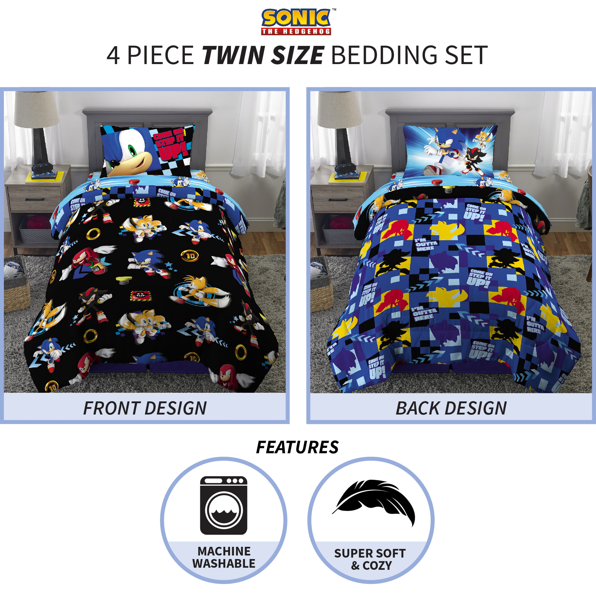 Sonic The Hedgehog Bed In A Bag Kids Bedding Bundle Set