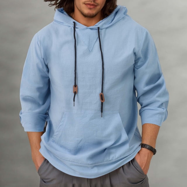 MHFRRA Sudaderas con Capucha de Otoño: Ropa Informal Cómoda y A La Moda para Jóvenes y Medianas Edades Azul claro