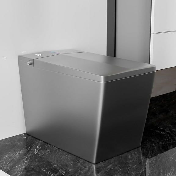 WinZo Square Smart Toilet with Tank Built-in,Square With Auto Flush, Rectangle Heated Bidet & Drying, Night Light Convenient For Seniors, Luxury Bathroom Or Low Water Pressure Space (Matt Grey)