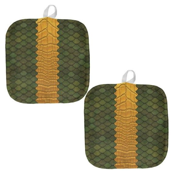 Halloween Green Dragon All Over Pot Holder (Set of 2)