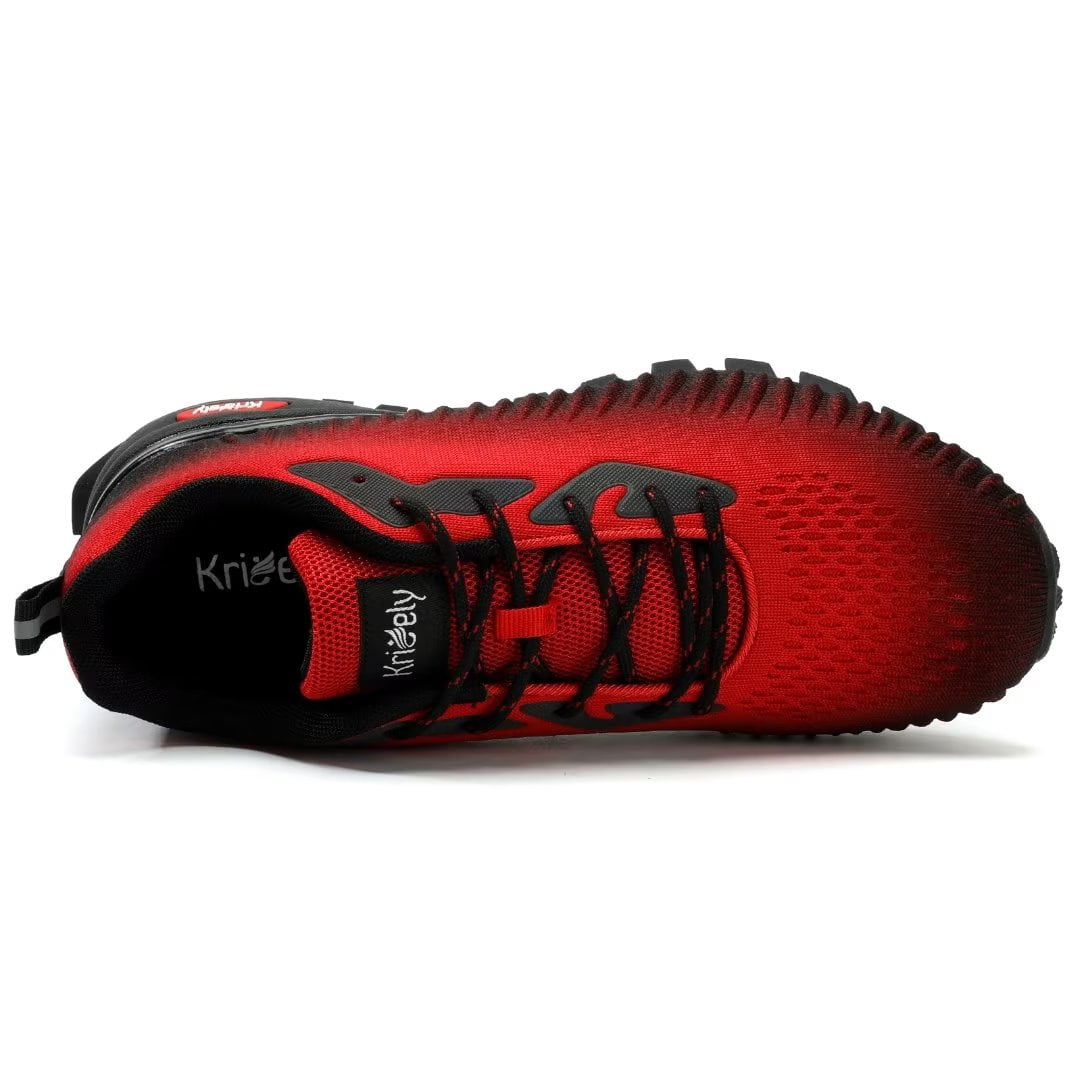 Kricely Men's Trail Running Shoes Fashion Hiking Sneakers for Men Camo Tennis Cross Training Shoe Mens Casual Outdoor Walking Footwear Red Size 11