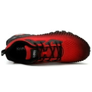 Kricely Mens Trail Running Shoes Fashion Hiking Sneakers for Men Camo Tennis Cross Training Shoe Mens Casual Outdoor Walking Footwear Red Size 9.5