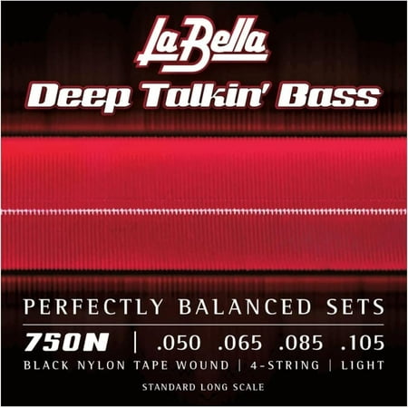La Bella 750N Black Nylon Tape Bass Strings, Light (50-105)