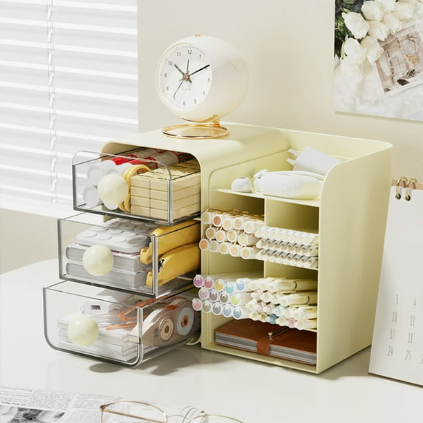 Makeup Organizer With Drawers Multi Function Vanity Organizer Countertop Stackable Desk Organizer For Makeup Brush Lipstick Bathroom Vanity Organizat
