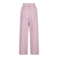 thumbnail image 5 of Lovskoo Womens Wide Leg Cropped Pants Cotton Linen Elastic High Waisted Palazzo Pants with Pockets Pink, 5 of 7