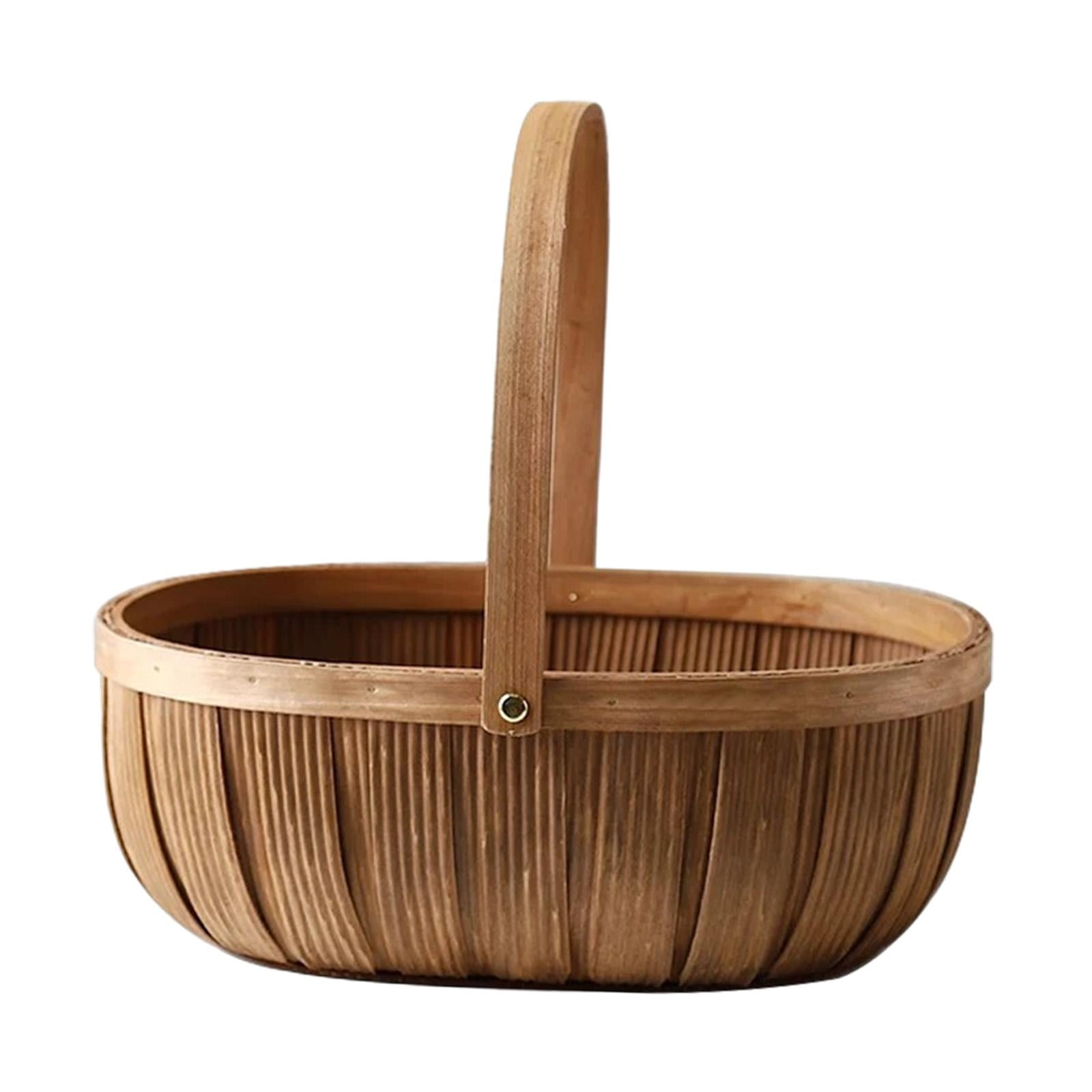 TISHITA Wooden Bread Basket Fruit Basket Wicker Woven Kitchen Cabinet Organizer Easter Basket for Bath Toy Kids Toys Versatile Sturdy Size S