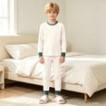 thumbnail image 2 of TIREOW Kids Underwear 2 Piece Set Contrast Trim Long Sleeve Crewneck Top and Long Pants Boys and Girls Sleepwear Loungewear Set, 2 of 7