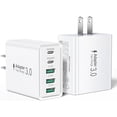 thumbnail image 1 of 2Pack 5Port USB C Wall Charger Block, 50W Type C Fast Charging Blocks, Multiport USB Wall Charger Plug Adapter Outlet Cube Box Brick Phone for iPhone 16 iPad, Tablet, 1 of 1