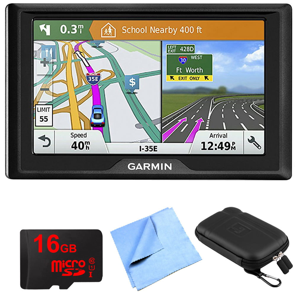 Garmin Drive 51 LM GPS Navigator with Driver Alerts USA 010-01678-0B 1 Piece Micro Fiber Cloth & 5 inch Universal GPS Navigation Protect and Stow Case 16GB Micro SD Memory Card 
