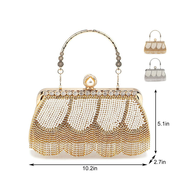 Crystal Women Evening Clutches Wedding Party Handbag Clutch Purse-Gold color
