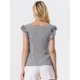 thumbnail image 3 of Top de verano a cuadros para mujer Blusa de manga con volantes y cuello cuadrado Negro S, 3 of 4