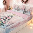 thumbnail image 2 of Erosebridal Winter Christmas Zipper Queen Comforter Set with Fitted Sheet and 2 Pillowcases, Bowknot Pine Tree Zipper Bedding Set, White Pink, Pink Reversible, 4pcs, 2 of 7