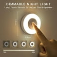 thumbnail image 3 of Night Touch Light Bright LED Push Lamp, 3 Colors Dimmable Rechargeable Puck Tap Nightlight Battery Operated, Wireless Stick on Lighting for Wall, Closet, Kitchen, Under Cabinet, Counter, 2 Pack, 3 of 7