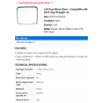 thumbnail image 2 of Left Door Mirror Glass - Compatible with 2018 Jeep Wrangler JK, 2 of 2