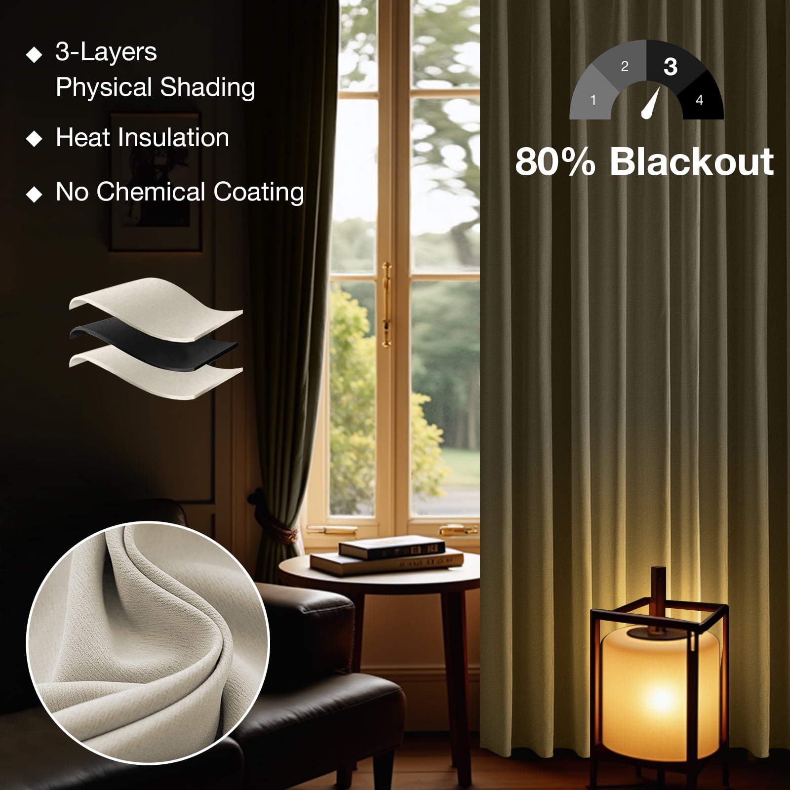 DONGPAI Room Divider Curtains Blackout Privacy Curtain Flexible Ceiling Track Thermal Insulated Noise Reduction Curtains for Living Room Bedroom Partition Separator, 1 Panel, Beige, 100"x 108"