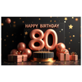 thumbnail image 2 of Black Background Happy 80th Birthday Banner with Rose Gold Balloons Party Decors Photography Props for Birthday Party Celebration Photo Booth Backdrop, 2 of 4