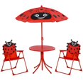 thumbnail image 1 of Ensemble de Table et Chaises de Pique-Nique d'Extérieur 4 Pcs avec Parasol Réglable, Mobilier Pliant en Métal Rouge et Polyester pour Cour Arrière, Jardin, Patio et Terrasse, Table de 19,75 Pouces, 1 of 7