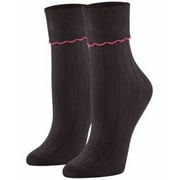 HUE Scalloped Turncuff 3-Pair Pack (Black Multi) Women's No Show Socks (Multicolores, One Size Fits Most)