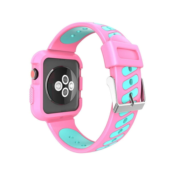 SPYCASE - Apple Watch Replacement Bands 38mm, Soft Silicone Replacement Wristband with Case for