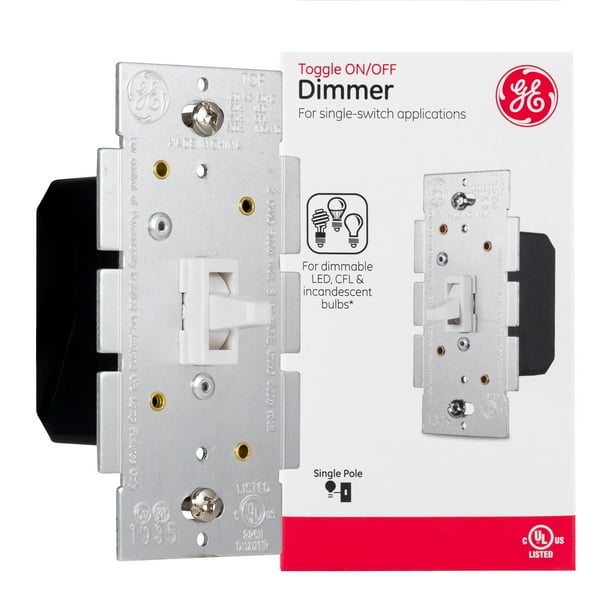 GE Light Switch Dimmer, Single Pole, On/Off Dimmable Switch, White