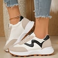 thumbnail image 3 of Rokment Womens Vintage Platform Fashion Sneakers Trendy Casual Color Block Suede Skate Shoes Comfortable Running Walking Tennis Non Slip Work Footwear Beige Size 6, 3 of 6