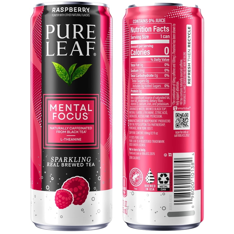 Pure Leaf Mental Focus Sparkling Raspberry Iced Tea, 12 fl oz, 6 Pack photo 4