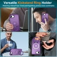 thumbnail image 6 of Magnetic Case for iPhone 16e Ring Holder Bracket Cover, Compatible with MagSafe Charging Support Car Mount, Hybrid Shockproof Dustproof Slim Rugged Case for iPhone 16e, Purple, 6 of 8