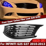 Front Grille Grill for Infiniti G37 G25 2010-2013 Q40 4 Door Sedan Black Carbon Fiber Look