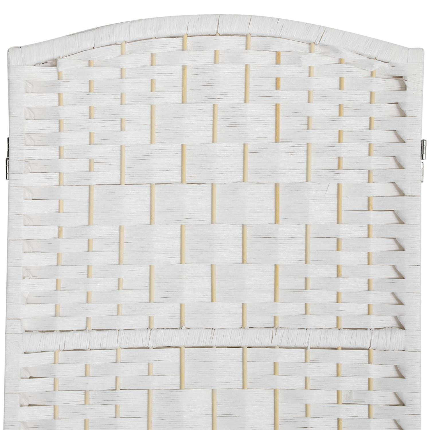 Demi Bonn 4-Panel Room Divider, 6FT Tall Portable Privacy Screen Weave Partition, Folding Wall Divider for Bedroom Spaces, White