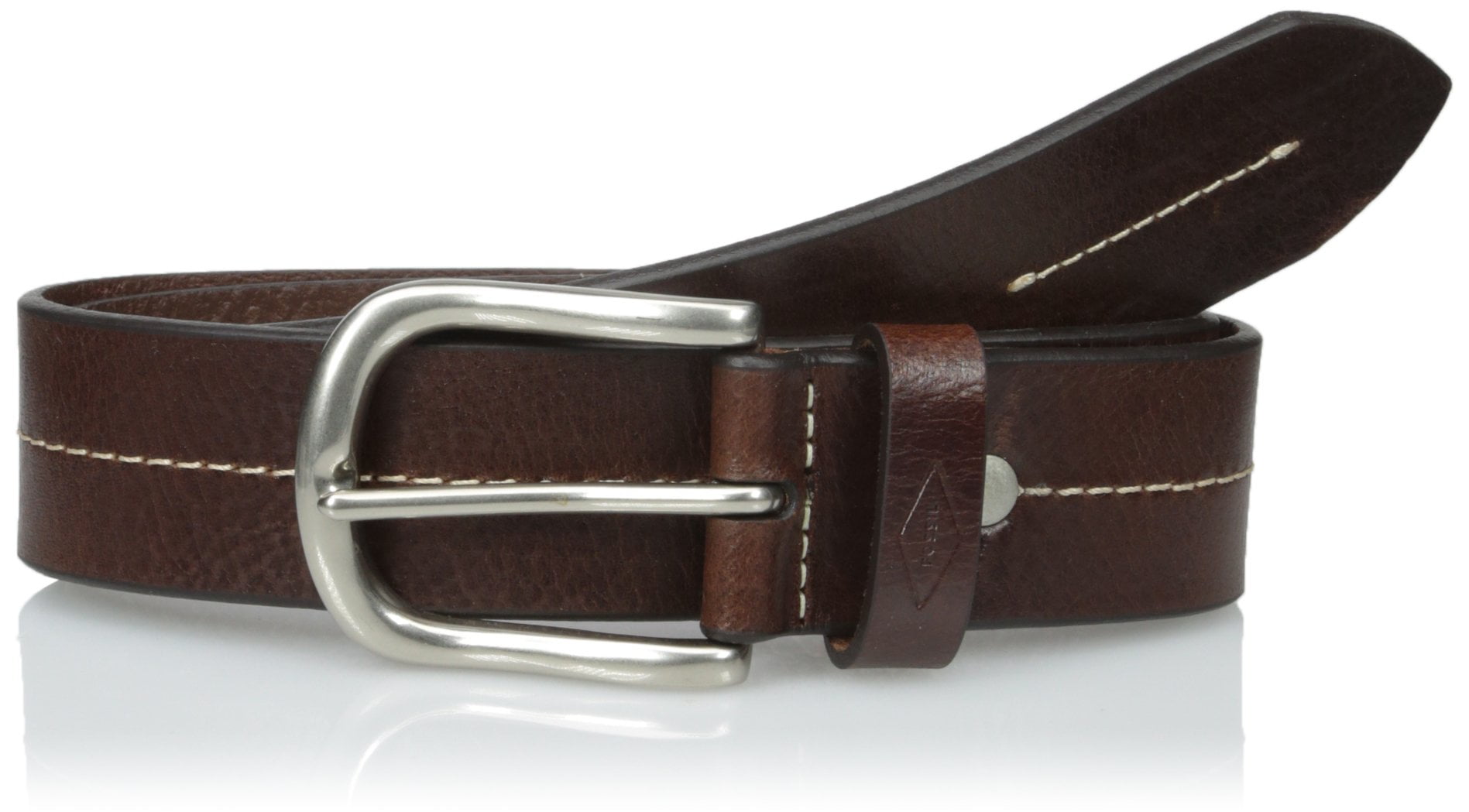 Fossil Fossil NEW Dark Brown Size 36 Contrast Stitch Cullen Leather Belt