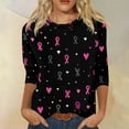 thumbnail image 2 of NAMTYQX Breast Cancer Survivor Shirts for Women Casual Pink Ribbon Print Black Size 3XL, 2 of 5