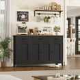 thumbnail image 3 of Hiphuta 55"Wide Buffet Cabinet with 2 Adjustable Shelves, Modern Farmhouse Coffee Bar with 3 Drawers and Sturdy Base for Living Room, Black, 3 of 7