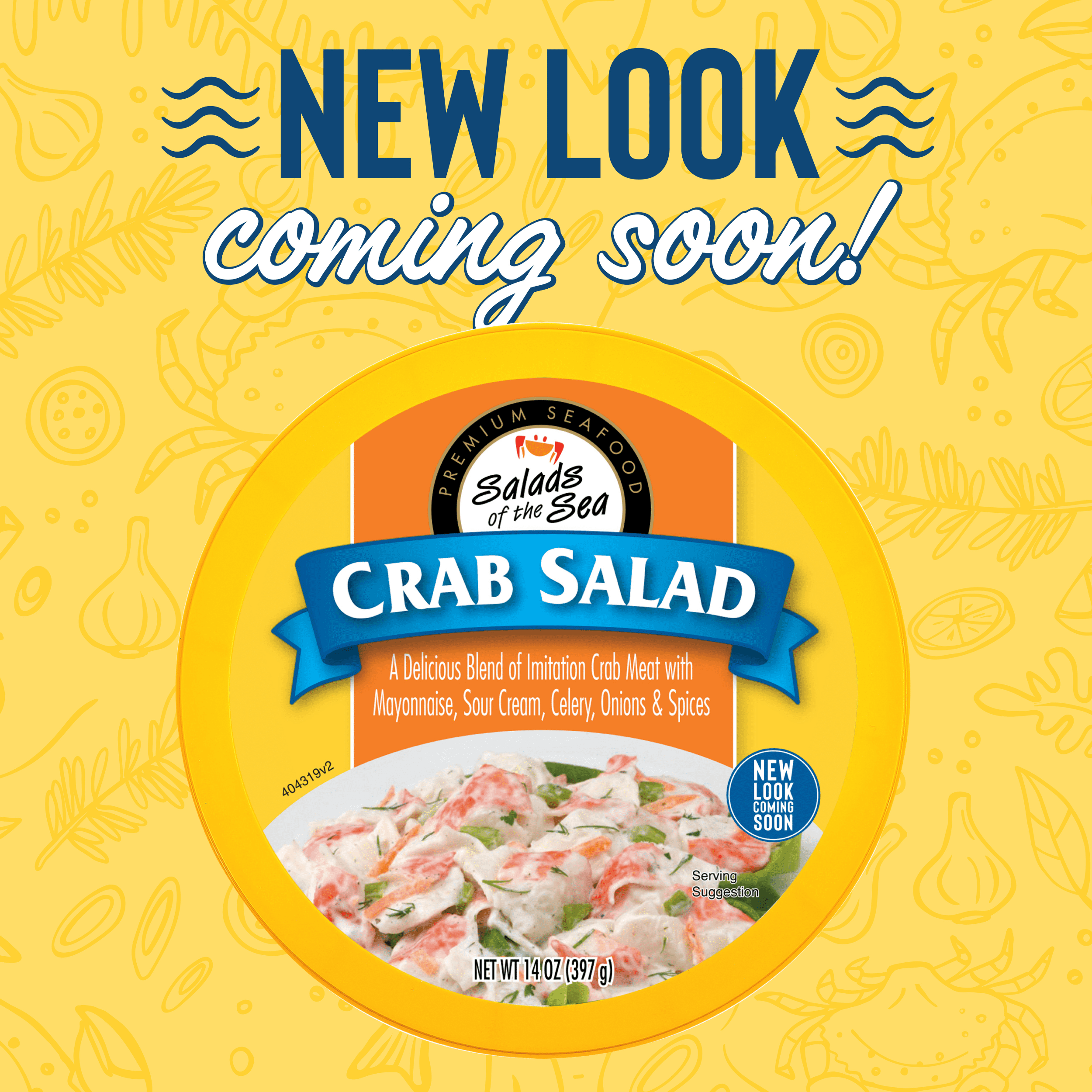 Salads of the Sea Crab Salad, Regular 14 oz Plastic Tub, Refrigerated, Tree Nut-Free