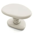 thumbnail image 4 of Kavren Modern Oval Glossy Pedestal End Table, Ivory, 4 of 12