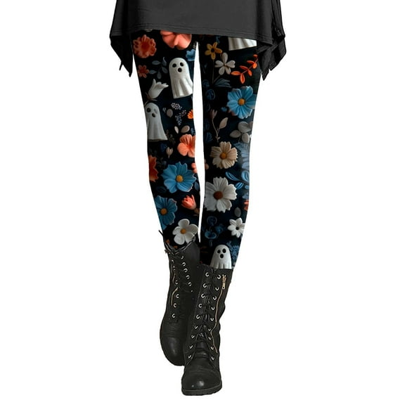 XIMIN Women's Winter Pants Ladies' Slim Fit Floral Printed Bottom Pants Workout Skinny Yoga Pants High Waisted Stretch Leggings(B,XL)