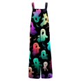 thumbnail image 5 of Womens Halloween Jumpsuits Skeleton Ghost Wide Leg Backless Spooky Rompers Candy Castle Halter Funny Overalls, S, 5 of 5