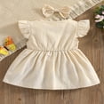 thumbnail image 3 of Robe d'Été en Coton et Lin pour Bébé Fille, Sans Manches, à Volants, Décontractée pour la Plage, 3 of 6